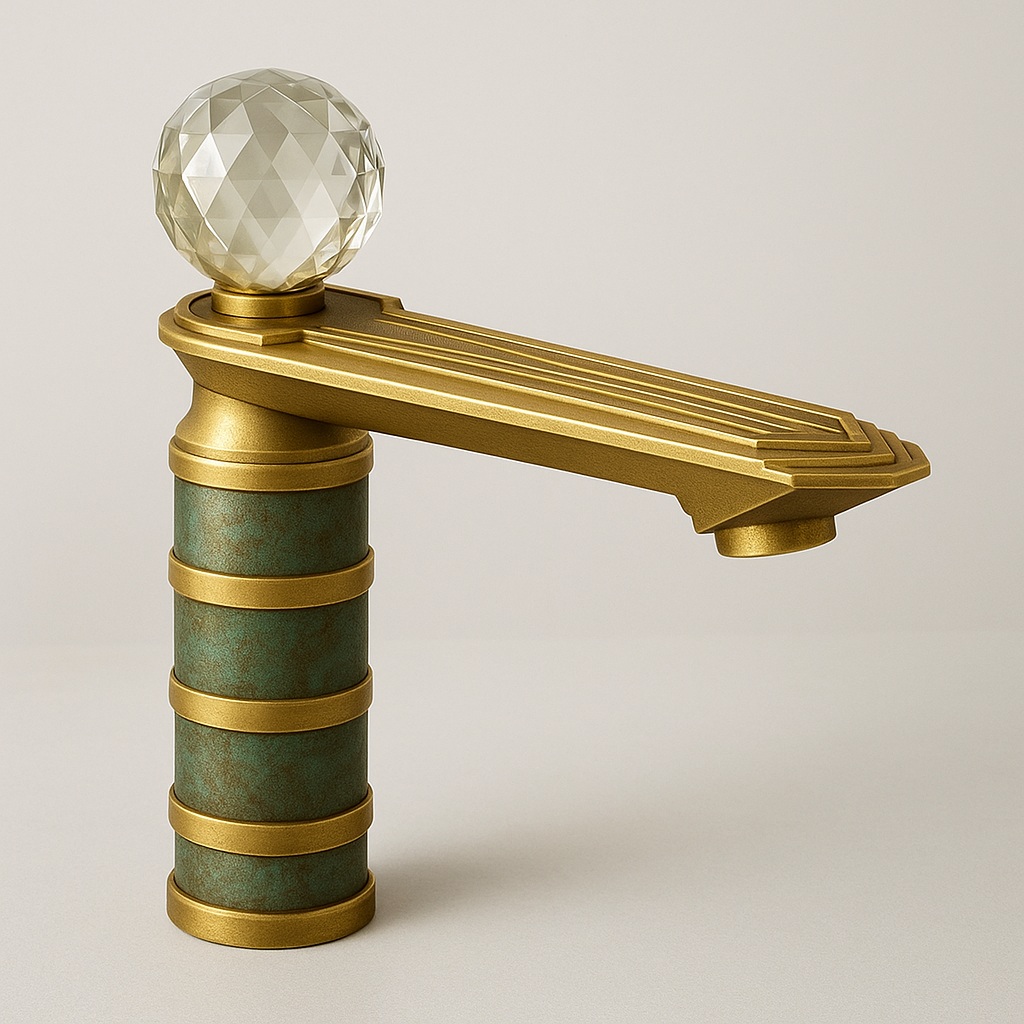 Industrial-grade sensor faucet in solid brass with durable metallic finish
